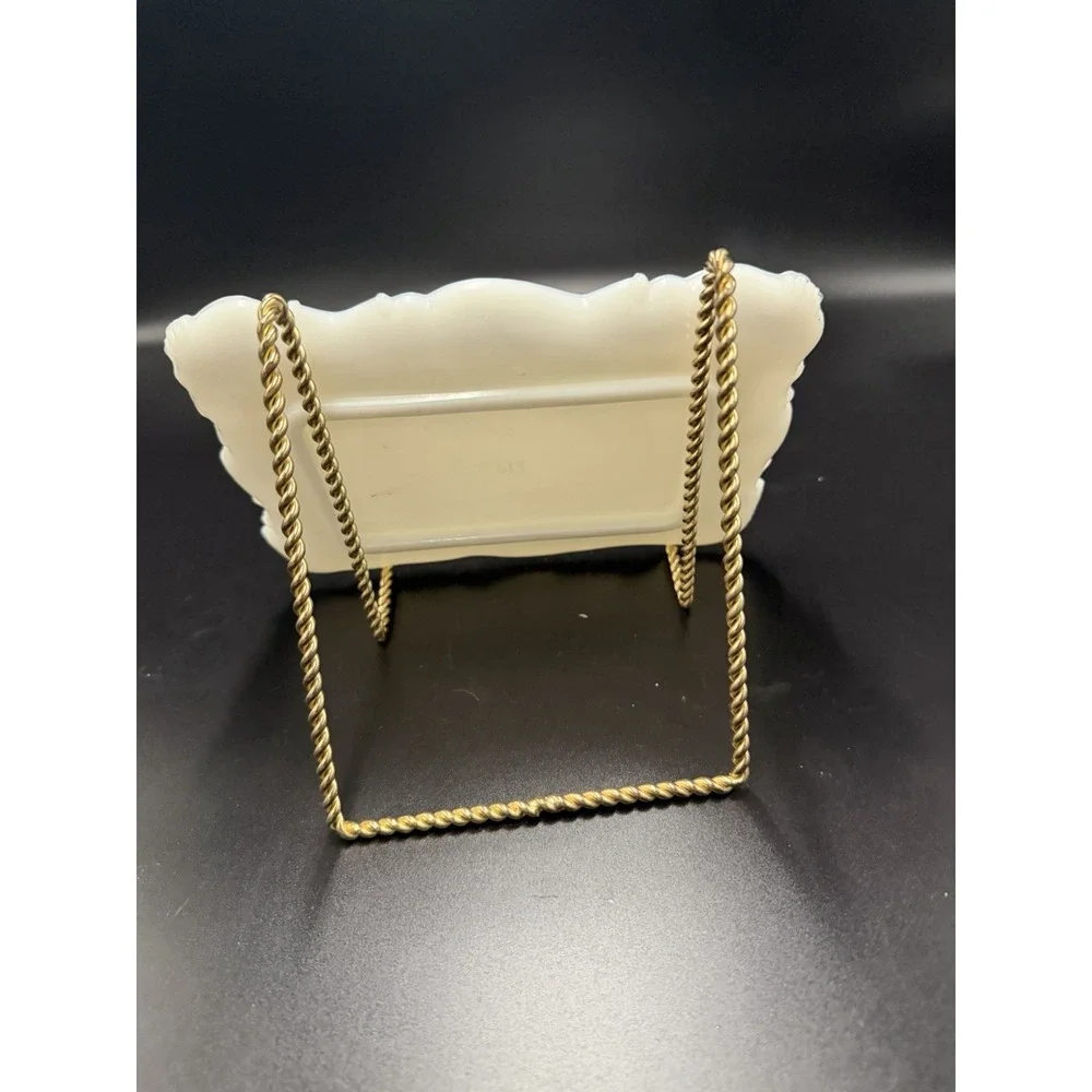 Vintage White Milk Glass Vanity Tray Scroll Border 513 Trinket Dish 8